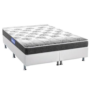 Imagem de Cama Box Queen: Colchão Espuma Probel Guarda Costas Resistente + Base Crc Courano White(158X198)