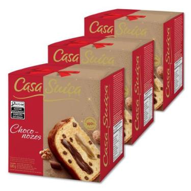 Imagem de Panettone Casa Suíça Choconozes Kit 3 unidades 500g - 11605, Casa Suíç