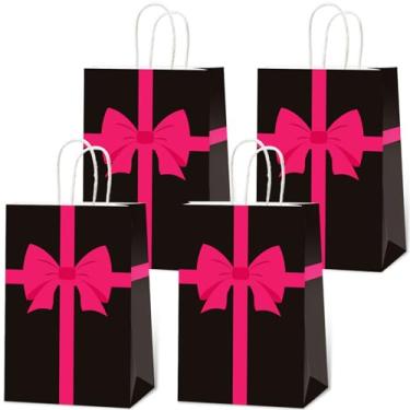 Imagem de ojustbeok 24 peças de sacos de papel para presente com tema de lula, rosa, preto, decoração de festa, laço rosa, sacos de lembrancinhas, doces, petiscos, para meninas, chá de bebê, presentes de