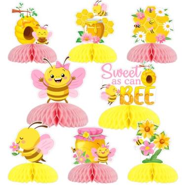 Imagem de Jollyboom Sweet as Can Bee Decoration Girl, 8pcs Honey Bee Baby Shower Decorations Table Honeycomb Centerpiece for Girl Pink Gender Reveal Engagement Party Decoration