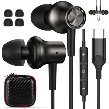 Imagem de Fones de ouvido USB C para iPhone 17 Pro Max Air 16 16e 15 tipo C para iPad A16 10 fone de ouvido magnético com fio Samsung S25 FE S24 Ultra S23 Galaxy A17 Google Pixel 9a 9 8a 8 intra-auriculares com