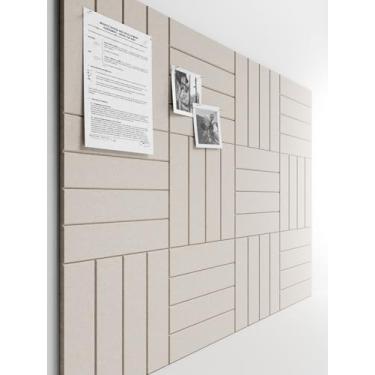 Imagem de Bumusty Quadro de cortiça grande alternativo - 47 x 35 azulejos de quadro de avisos de feltro, com 30 pinos, 70 abas adesivas, 12 painéis de parede de ripas, quadros de cortiça para escritório quadro