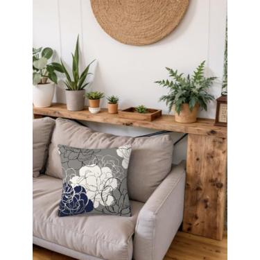 Imagem de Capas de almofada decorativas florais para quarto, sofá, sala de estar, cinza, 48 x 44 cm