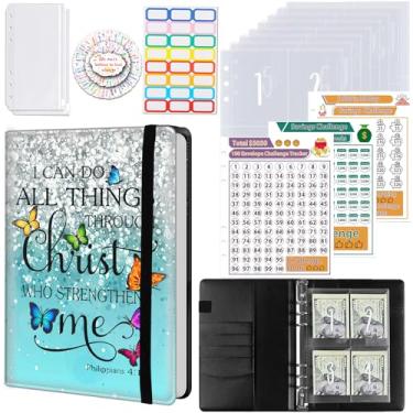 Imagem de Fichário de desafio de economia de dinheiro com 100 envelopes, fichário de orçamento A5 com envelopes e rastreador de desafios, livro de planejador de desafios de economia para economizar $5050