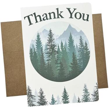 Imagem de Cartão de agradecimento Forest Funeral com envelope e mensagem dentro (13 x 17 polegadas em cartolina de feltro texturizado premium com envelope Kraft) Cartão de agradecimento de simpatia por funeral