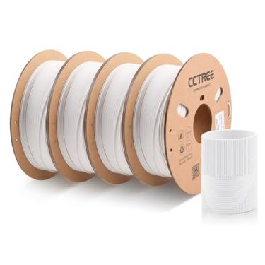 Imagem de CCTREE Pacote de filamento fosco PLA 1,75 mm 4 kg, precisão dimensional ± 0,03 mm, filamento fosco de alta velocidade e alta dureza, serve na maioria das impressoras 3D FDM, branco fosco * 4