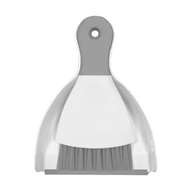 Imagem de Conjunto de mini vassoura com pá de lixeira pequena e conjunto de pincéis, ferramentas de limpeza rápida para cozinha, mesa, teclados e sofás de ninho (cinza)