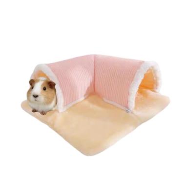 Imagem de Túnel de ninho de algodão de porquinho da índia Cama de passagem em forma de L para dormir e brincar com isolamento espesso, brinquedo tubular adequado para porquinhos-da-índia, hamsters, ouriços e