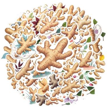 Imagem de 35 peças de adesivos botânicos botânicos de ervas naturais de gengibre para mala de viagem, geladeira, telefone, bagagem, laptop, guitarra, carro, brinquedos, faça você mesmo, telefone, laptop