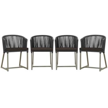 Imagem de 4 Cadeiras De Jantar Noronha Fendi Corda Náutica E9 Trama Preto