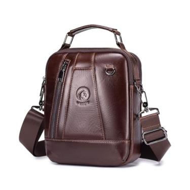 Imagem de Bolsa tiracolo masculina vintage de couro legítimo RAINBOW HORSE - Estilo atemporal, funcional para o dia a dia