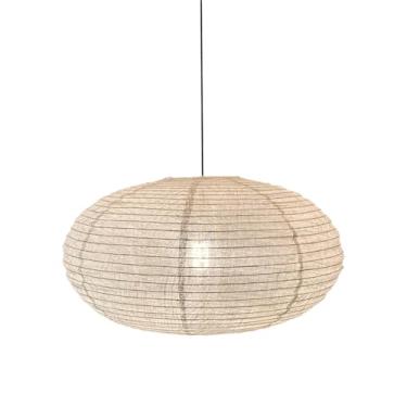 Imagem de Henjjras Abajur oval de tecido 19,68 (50 cm), abajur de serapilheira feito à mão com pingente de linho para minimalista, decoração de casa: quarto, estudo, sala de estar, casamentos e festas de