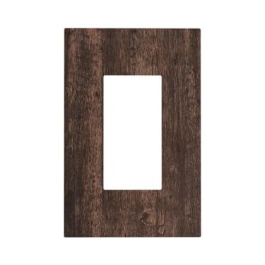 Imagem de Capas decorativas rústicas marrom escuro grão de madeira 1 gangue único interruptor de luz placa de parede placas de parede GFCI placa frontal para decoração de quarto de fazenda