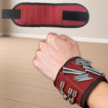 Imagem de Cinto de ferramentas de pulseira magnética de 5 fileiras – Cinto utilitário para reparadores, eletricistas, carpinteiros, construção, presentes para pai, marido, avô