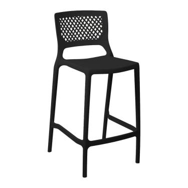 Imagem de Banqueta Alta Para Cozinha Preta Empilhável Vênus Em Polipropileno Acrilys