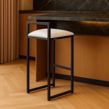 Imagem de Banqueta Industrial Alta Sala Jantar Bar Bancada Cozinha Cor:branco