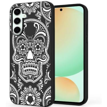 Imagem de Unov Capa compatível com Galaxy S24 FE 5G com design de padrão de caveira fofa em relevo, fina, protetora, macia, TPU