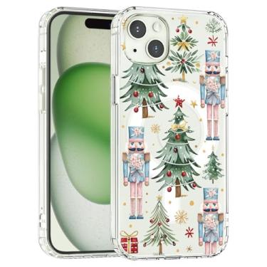 Imagem de AdorableWhimsy Capa para iPhone 16 de Natal - Compatível com MagSafe Cute Pink Nutcracker Árvore de Natal Capa Magnética Transparente à Prova de Choque