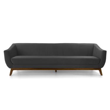 Imagem de Sofá 3 Lugares Odeon D07 230cm Base Madeira Veludo Cinza - D'rossi