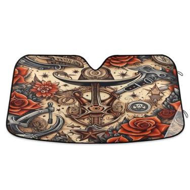 Imagem de SEHANY Esqueletos góticos engraçados para para-brisa, protetor solar dobrável, protetor de viseira de sol bloqueia os raios UV para manter o veículo fresco protetor de viseira para carro caminhão SUV