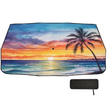 Imagem de SEHANY Palmeiras de praia, pára-brisa, guarda-sol dobrável para janela dianteira de carro, bloqueios de raios UV, calor, mantém o veículo fresco, protetor de viseira de sol adequado para Sedan SUV 147