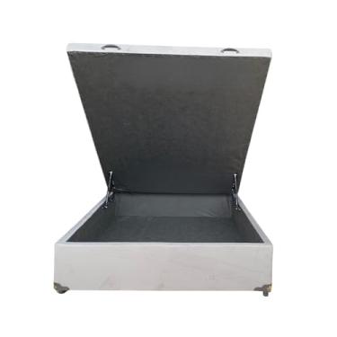 Imagem de Cama Box Baú Casal Suede Cinza Com Pistão A Gás - Estrutura Reforçada - Imperium do Sono