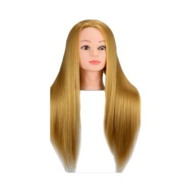 Imagem de Cabeça De Manequim De Cabelo Sintético Para Treinamento De Cabeleireir