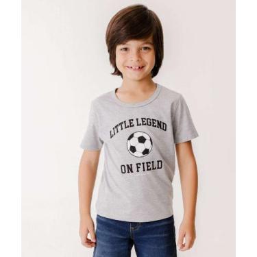 Imagem de Camiseta Infantil Estampa Futebol Manga Curta MR Tam 4-22028, Cinza, 6
