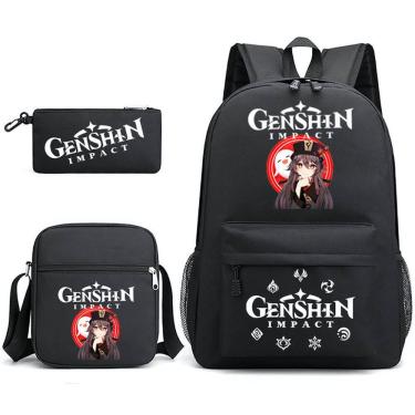 Imagem de Conjunto de mochilas Genshins Impacts Hu Taos Cartoon Kids School