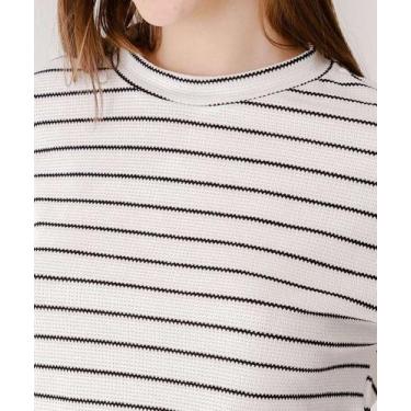 Imagem de Blusa Cropped Feminina Listrada Marisa-25099, Off white, M