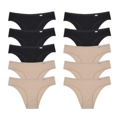 Imagem de Kit 10 Calcinhas DelRio Biquíni Cotton 512422, Sortido k2, M