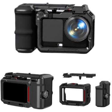 Imagem de Coyktonty Conjunto de gaiola de câmera/alça de câmera, para DJI Osmo Action 6, material de liga de alumínio com ranhura para sapata fria e orifício rosqueado de 0,6 cm, fácil de instalar