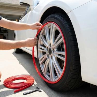 Imagem de Protetor de borda de roda de carro de 8 metros tira de proteção de borracha para rodas de liga leve