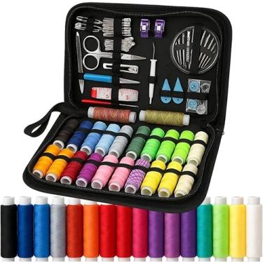 Imagem de Kit de Costura Completo Com Linhas Coloridas 90 Peças – Estojo Portátil, Tesoura, Agulhas, Fita Métrica e Acessórios Premium
