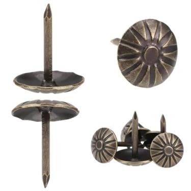Imagem de 120 peças de tachas de estofamento de 7/40.6 cm, pregos decorativos de móveis com padrão de margaridas para sofá, cadeira, cama e artesanato DIY (latão antigo)