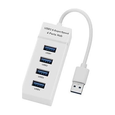 Imagem de Hub USB 3.0 com 4 Portas, LED Indicador, Transferência Ultra-Rápida 5.0 Gbps, Compatível com Windows, Mac, Linux, Design Compacto e Portátil, Plug & Play, Branco