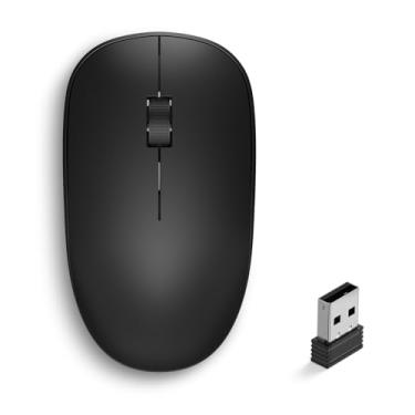 Imagem de Radidi Mouse sem fio, mouse de computador de 2,4 GHz com receptor USB, mouse portátil sem fio USB alimentado por bateria para laptop, PC, desktop, Mac, Mauser Inalámbrico para chromebook - preto