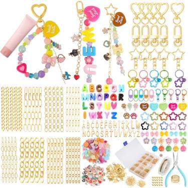 Imagem de Ecoofor Kit de fabricação de chaveiro de 501 peças para crianças e adultos – Inclui 30 clipes de chaveiro, 40 correntes extensoras, 178 pingentes, acessórios de miçangas, alicates de joias – berloques