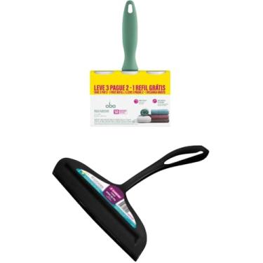 Imagem de Kit 1 Rodo de pia Preto e 1 Rolo Adesivo Tira Pelos com 2 Refis