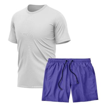 Imagem de Kit Camiseta Manga Curta Dry Branca + Short Tactel Academia Caminhada Gênero:Homem;Tamanho:P;Cor:-Masculino