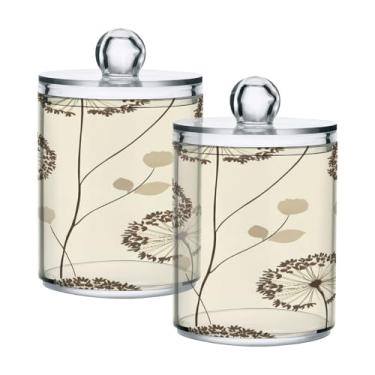 Imagem de Qilmy Suporte Qtip de dente de leão, pacote com 2, frascos de boticário de 400 ml, vasilha organizadora de banheiro para cotonetes, bolas de algodão, almofadas de maquiagem, fio dental, sais de banho