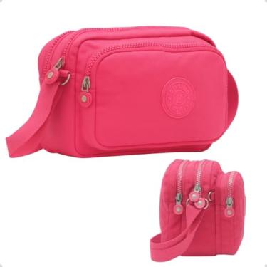 Imagem de Bolsa Transversal, Multi Compartimentos, Alça Ajustável, Compacta Casual, Ideao para Viagens, Resitente Agua. (Rosa)