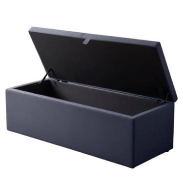 Imagem de Baú Organizador Estofado com Assento 90x40x42 cm – MDF 15mm, Revestimento em Suede, Suporta até 200kg(Espessura da espuma:4 Cm,Tampa Lisa Azul)
