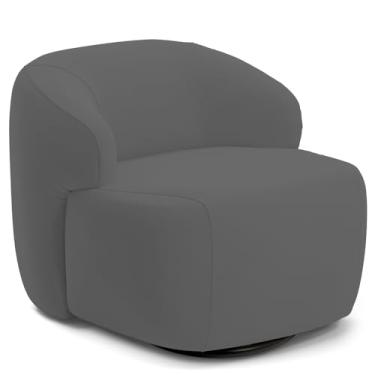 Imagem de Poltrona Decorativa Orgânica Giratória Para Sala Living Barolo L06 Veludo Grafite - Lyam Decor