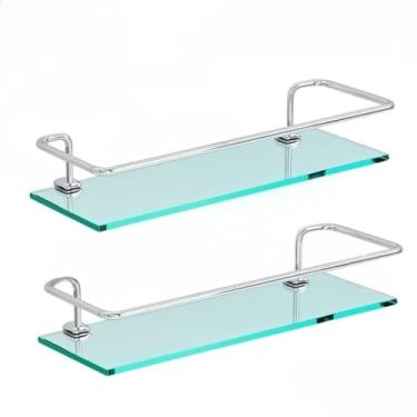 Imagem de Prateleira para Banheiro Capacidade de Carga 10 Kg Kit Prateleira Porta Shampoo Banheiro AlumíNio Vidro Reto Antiferrugem Suporte Parede Organizador(2 Porta Shampoo)