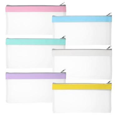 Imagem de Thinp 6 sacos de dinheiro com zíper, envelopes de dinheiro de 21 x 10 cm para dinheiro, envelopes transparentes, sacos de depósito bancário, bolsa multiuso para organizador de recibos de carteira de