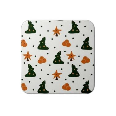 Imagem de Ladrilho Decorativo de Cerâmica Estampa Natal Estrela de Abeto e Tangerinas