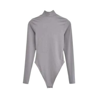 Imagem de Body Feminino De Manga Longa Slim Fit Vintage Com Gola Alta Casual Ele
