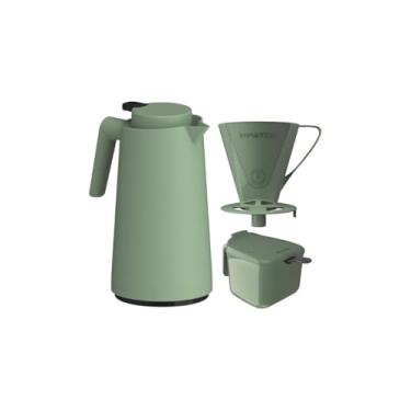 Imagem de Garrafa Térmica 650ml com Suporte para Filtro de Café, Açucareiro 350ml e Colher, Ampola de Vidro, Polipropileno, Livre de BPA, 22cm