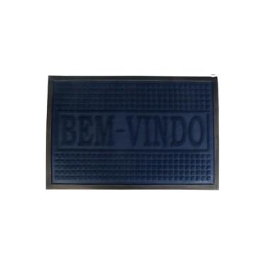 Imagem de Tapete Retangular Bem Vindo, 40x60cm, Marrom, Borracha e Poliéster, Base Antiderrapante, para Entrada